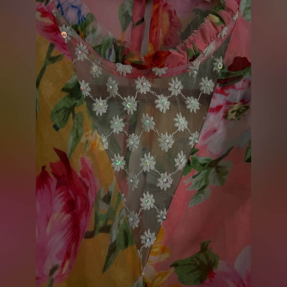 Anthropologie x Nikasha MOREVIA Sz Sm Pink Floral Embroidered - Picture 5 of 8